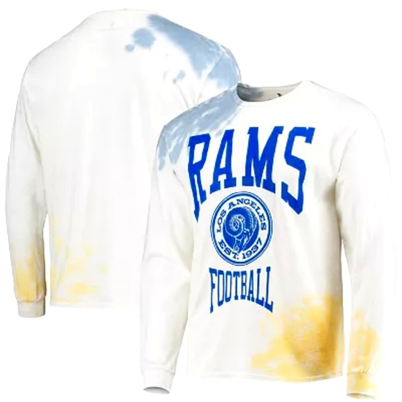 Men's Los Angeles Rams Junk Food Clothing Tie-Dye Long Sleeve T-shirt - Picture 1 of 7